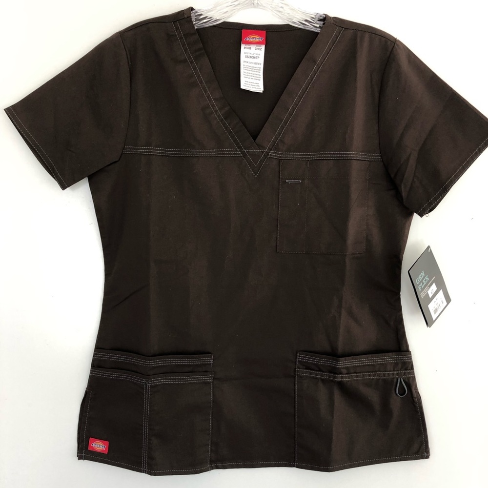 Dickies Gen Flex Scrub Top Brown Size XS
